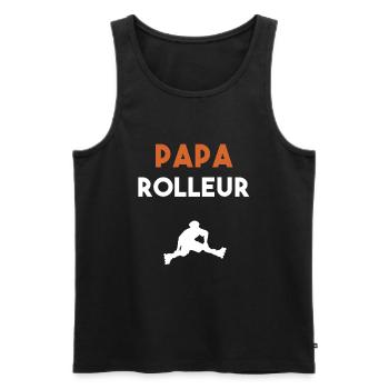 papa rolleur cadeau papa roller - Débardeur bio Premium Homme - noir - Devant - Michal (187cm)