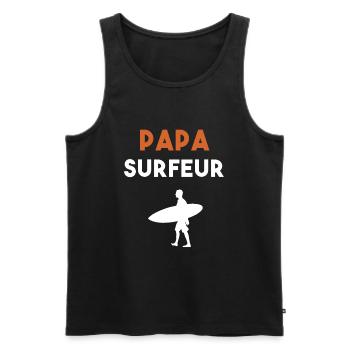 papa surfeur cadeau papa surf - Débardeur bio Premium Homme - noir - Devant - Michal (187cm)