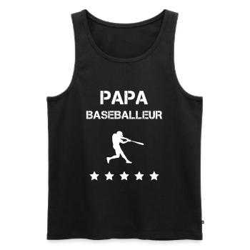 papa baseballeur baseball fête des pères - Débardeur bio Premium Homme - noir - Devant - AI Model Male 178 light (178cm)
