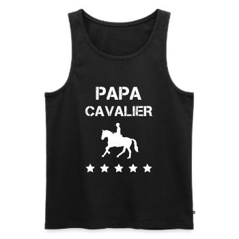 papa cavalier équitation cheval fête des pères - Débardeur bio Premium Homme - noir - Devant - Michal (187cm)