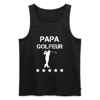 papa golfeur golf fête des pères - Débardeur bio Premium Homme - noir - Devant - Michal (187cm)