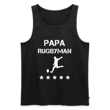 papa rugbyman rugby homme fête des pères - Débardeur bio Premium Homme - noir - Devant - Michal (187cm)