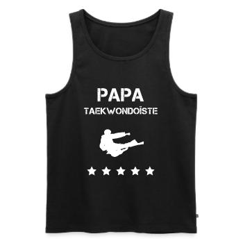 papa taekwondoïste taekwondo fête des pères - Débardeur bio Premium Homme - noir - Devant - Michal (187cm)