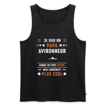 papa avironneur papa normal aviron - Débardeur bio Premium Homme - noir - Devant - Michal (187cm)