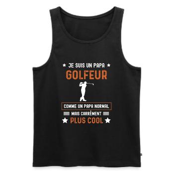 papa golfeur normal père golf - Débardeur bio Premium Homme - noir - Devant - Michal (187cm)