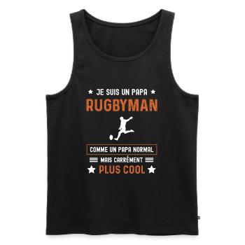 papa rugbyman normal père rugby homme - Débardeur bio Premium Homme - noir - Devant - Michal (187cm)