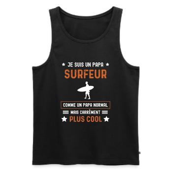 papa surfeur normal père surf - Débardeur bio Premium Homme - noir - Devant - AI Model Male 178 light (178cm)