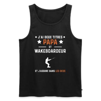j'ai deux titres papa et wakeboardeur wakeboard - Débardeur bio Premium Homme - noir - Devant - Michal (187cm)