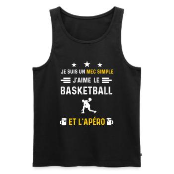 apéro basketball sport mec simple cadeau apéro - Débardeur bio Premium Homme - noir - Devant - Michal (187cm)