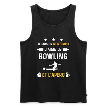apéro bowling mec simple cadeau apéro - Débardeur bio Premium Homme - noir - Devant - Michal (187cm)