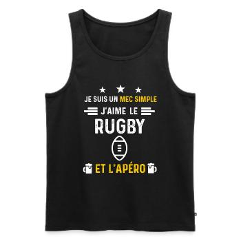 apéro rugby ballon mec simple cadeau apéro - Débardeur bio Premium Homme - noir - Devant - Michal (187cm)