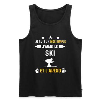 apéro ski mec simple cadeau apéro - Débardeur bio Premium Homme - noir - Devant - Michal (187cm)