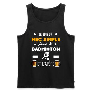 cadeau apéro badminton raquette mec simple - Débardeur bio Premium Homme - noir - Devant - Michal (187cm)
