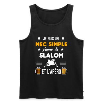 cadeau apéro slalom mec simple - Débardeur bio Premium Homme - noir - Devant - Michal (187cm)