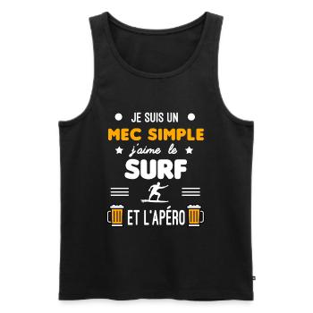 cadeau apéro surf board mec simple - Débardeur bio Premium Homme - noir - Devant - Michal (187cm)