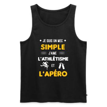 athlétisme et apéro mec simple - Débardeur bio Premium Homme - noir - Devant - Michal (187cm)