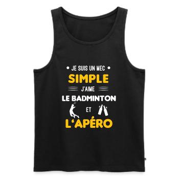 badminton et apéro mec simple - Débardeur bio Premium Homme - noir - Devant - Michal (187cm)