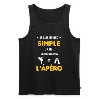bowling et apéro mec simple - Débardeur bio Premium Homme - noir - Devant - Michal (187cm)