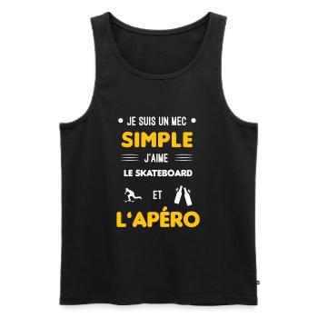 skateboard et apéro mec simple - Débardeur bio Premium Homme - noir - Devant - AI Model Male 178 light (178cm)