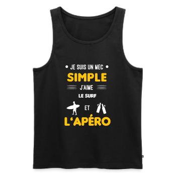 surf et apéro mec simple - Débardeur bio Premium Homme - noir - Devant - Michal (187cm)