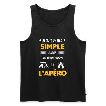 triathlon et apéro mec simple - Débardeur bio Premium Homme - noir - Devant - Michal (187cm)