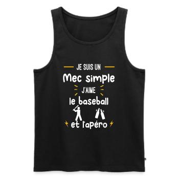 baseball apéro mec simple humour - Débardeur bio Premium Homme - noir - Devant - Michal (187cm)