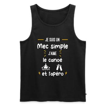 canoë apéro mec simple humour - Débardeur bio Premium Homme - noir - Devant - Michal (187cm)