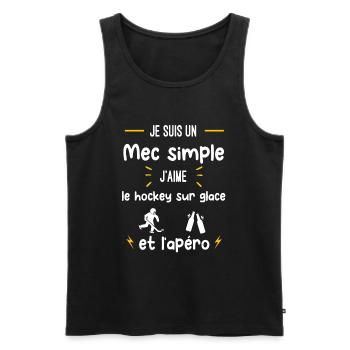 hockey sur glace apéro mec simple humour - Débardeur bio Premium Homme - noir - Devant - Michal (187cm)