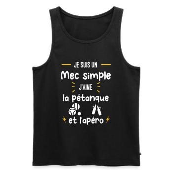 pétanque apéro mec simple humour - Débardeur bio Premium Homme - noir - Devant - AI Model Male 178 light (178cm)