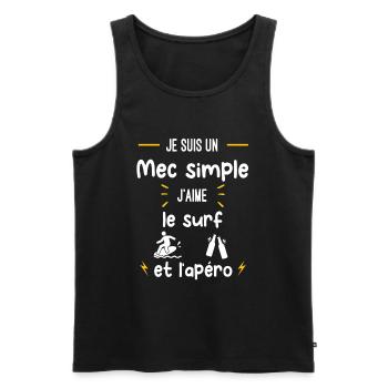 surf apéro mec simple humour - Débardeur bio Premium Homme - noir - Devant - Michal (187cm)