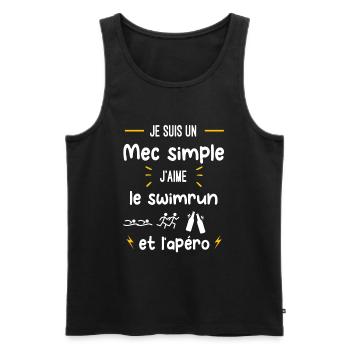 swimrun apéro mec simple humour - Débardeur bio Premium Homme - noir - Devant - Michal (187cm)