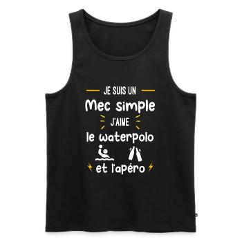 waterpolo apéro mec simple humour - Débardeur bio Premium Homme - noir - Devant - Michal (187cm)