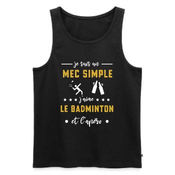 badminton mec simple apéro cadeau badiste - Débardeur bio Premium Homme - noir - Devant - Michal (187cm)