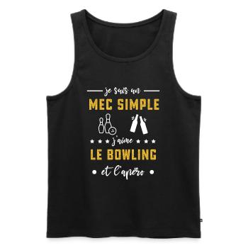 bowling quilles mec simple apéro cadeau bouliste - Débardeur bio Premium Homme - noir - Devant - Michal (187cm)