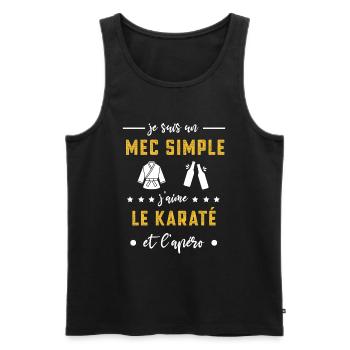karaté karategi mec simple apéro cadeau karatéka - Débardeur bio Premium Homme - noir - Devant - AI Model Male 178 light (178cm)