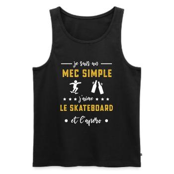 skateboard mec simple apéro cadeau skatboardeur - Débardeur bio Premium Homme - noir - Devant - AI Model Male 178 light (178cm)