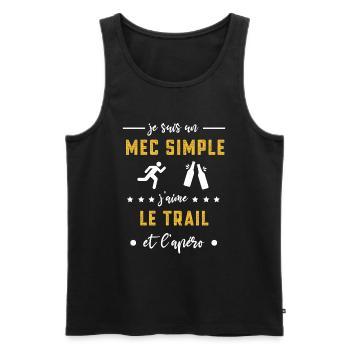 trail mec simple apéro cadeau trailleur - Débardeur bio Premium Homme - noir - Devant - Michal (187cm)