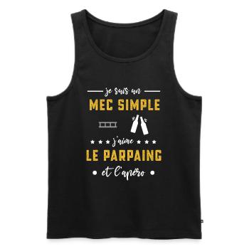 parpaing mec simple apéro cadeau - Débardeur bio Premium Homme - noir - Devant - Michal (187cm)