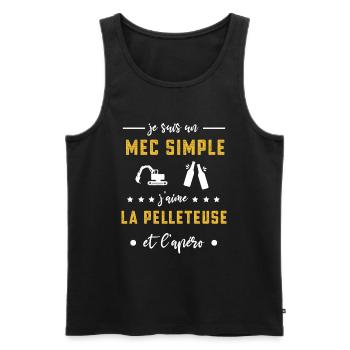 pelleteuse mec simple apéro cadeau - Débardeur bio Premium Homme - noir - Devant - Michal (187cm)