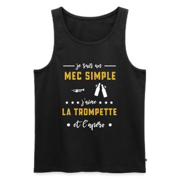 trompette mec simple apéro cadeau - Débardeur bio Premium Homme - noir - Devant - Michal (187cm)