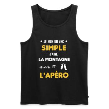 montagne et apéro mec simple - Débardeur bio Premium Homme - noir - Devant - Michal (187cm)