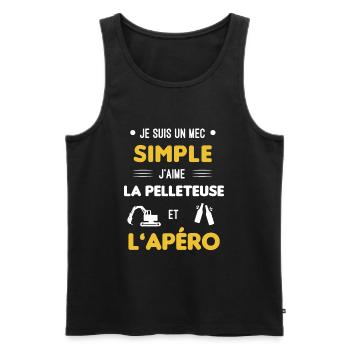 pelleteuse et apéro mec simple - Débardeur bio Premium Homme - noir - Devant - Michal (187cm)