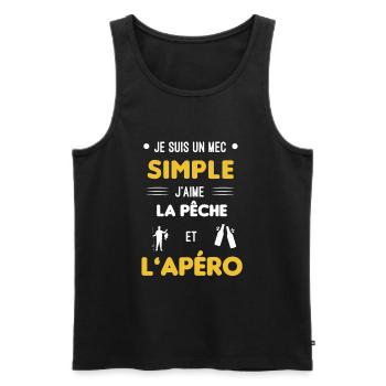 pêche et apéro mec simple - Débardeur bio Premium Homme - noir - Devant - Michal (187cm)