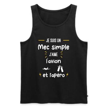 avion apéro mec simple humour - Débardeur bio Premium Homme - noir - Devant - Michal (187cm)
