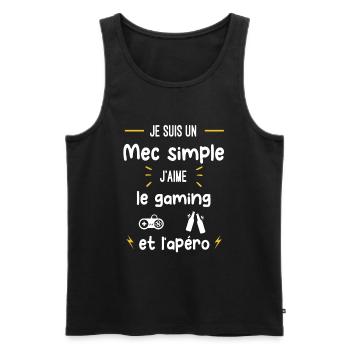 gaming apéro mec simple humour - Débardeur bio Premium Homme - noir - Devant - Michal (187cm)