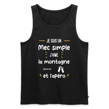 montagne apéro mec simple humour - Débardeur bio Premium Homme - noir - Devant - Michal (187cm)