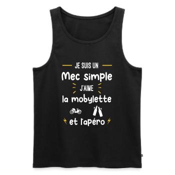 mobylette apéro mec simple humour - Débardeur bio Premium Homme - noir - Devant - AI Model Male 178 light (178cm)