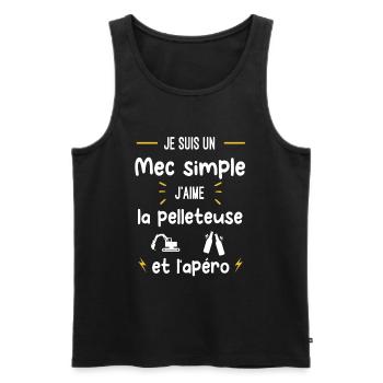 pelleteuse apéro mec simple humour - Débardeur bio Premium Homme - noir - Devant - Michal (187cm)