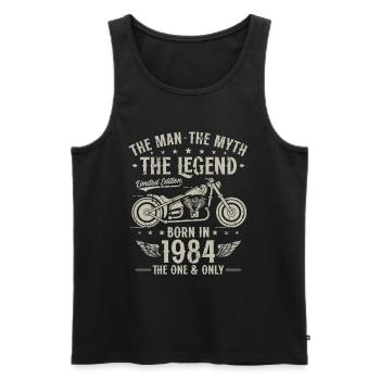1984 Vintage Man Myth Legend Motorcycle - Men's Premium Organic Tank Top - black - Front - Michal (187cm)