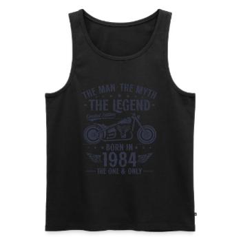 1984 Vintage Man Myth Legend Motorcycle - Men's Premium Organic Tank Top - black - Front - Michal (187cm)